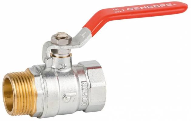 Robinet cu bila, filet exterior-interior G 1&QUOT;, maneta rosie, orificiu standard, PN 25