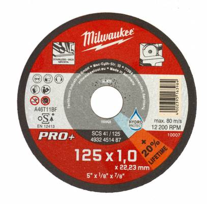 Disc subtire PRO+ pentru debitare metal 125 x 1 x 22 mm - Milwaukee