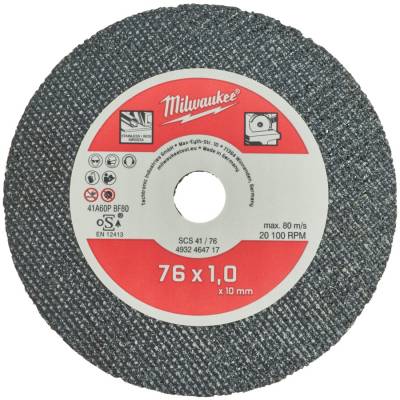 Disc subtire PRO+ pentru debitare metal 76 x 1 x 10 mm - 5 buc - Milwaukee