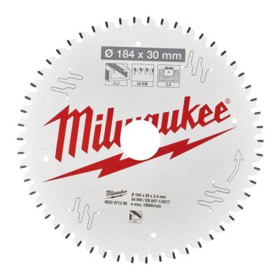 Panza pentru fierastraie circulare de mana 184 x 30 x 2,4 mm - 54 dinti TF - Milwaukee
