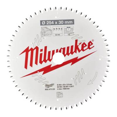 Panza pentru fierastrau taieri inclinate 254 x 30 x 3 mm - 60 dinti ATB - Milwaukee