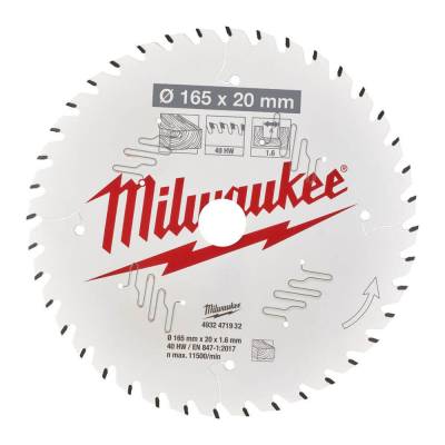 Panza pentru fierastraie circulare de mana 165 x 20 x 1,6 mm - 40 dinti ATB - Milwaukee