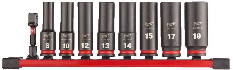 Set de 9 chei tubulare de impact lungi 3/8&QUOT; SHOCKWAVE Impact Duty - Milwaukee