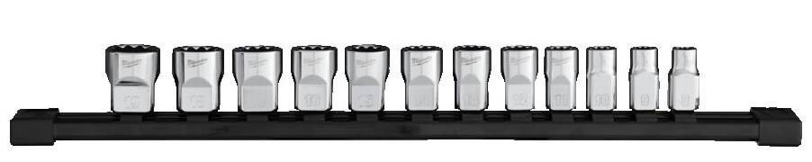 Set chei tubulare 3/8&QUOT;, 12 puncte, sistem metric, 12 buc - Milwaukee