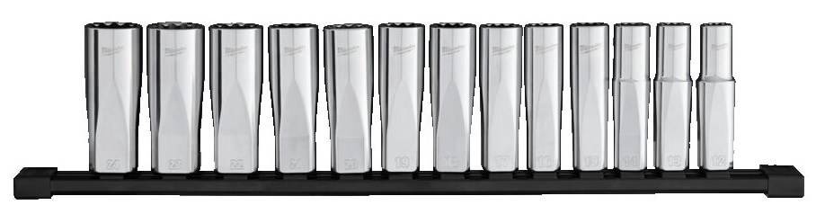 Set chei tubulare adanci 1/2&QUOT;, 12 puncte, sistem metric, 13 buc - Milwaukee