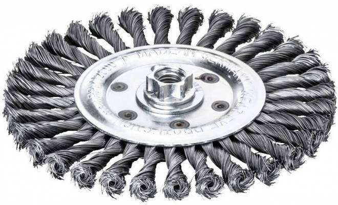 Perie rasucita rotunda pentru polizor unghiular, Ø 115x14 mm, sarma 0,5 mm din otel - Milwaukee