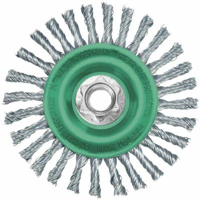 Perie rasucita rotunda pentru polizor unghiular, Ø 125x6 mm, sarma 0,5 mm din otel inoxidabil - Milwaukee