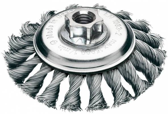 Perie conica rasucita pentru polizor unghiular, Ø 100 mm, sarma 0,5 mm din otel - Milwaukee