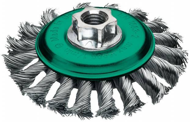 Perie conica rasucita pentru polizor unghiular, Ø 100 mm, sarma 0,5 mm din otel inoxidabil - Milwaukee