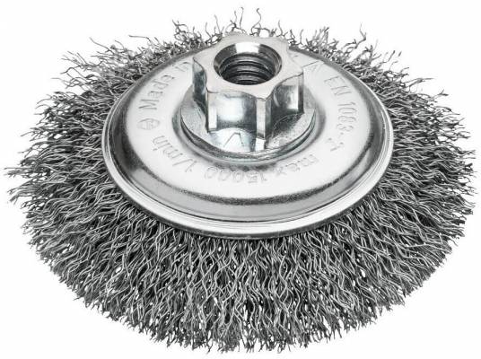 Perie conica ondulata pentru polizor unghiular, Ø 100 mm, sarma 0,35 mm din otel - Milwaukee