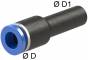 Conector drept push-in 4mm cu adaptor 8mm, POM/alama