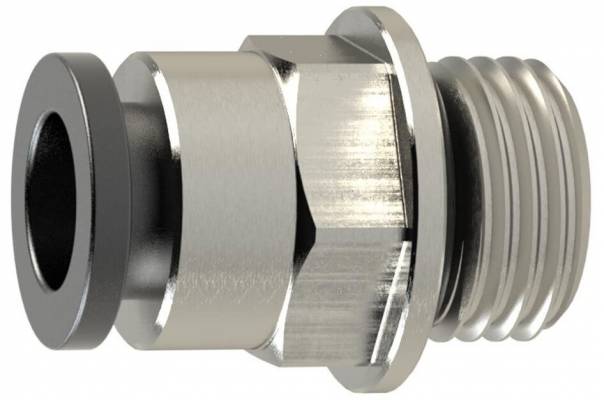 Cupla deapta push-in cu filet cilindric exterior cu O-ring, seria click-clock, G 3/8&QUOT; - 14 mm