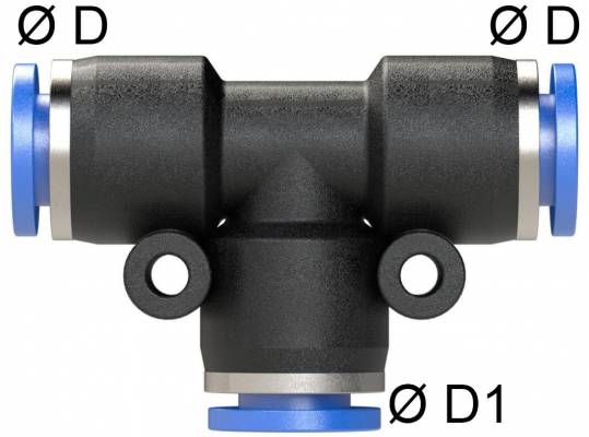 Cupla T push-in 4mm, POM/alama