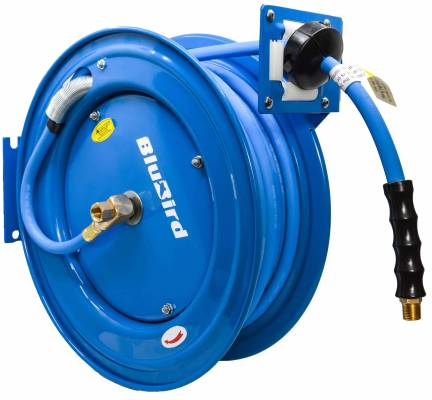 Derulator furtun Blubird, furtun cauciuc pentru aer comprimat si apa, interior 10mm (3/8&QUOT;), conexiuni G 1/2&QUOT;, L=20m,  20 bar
