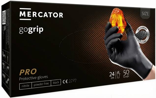 Manusi de protectie MERCATOR gogrip de unica folosinta, negre, marimea XXL