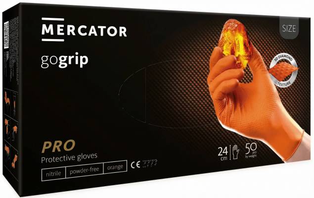 Manusi de protectie MERCATOR gogrip de unica folosinta, portocalii, marimea XL