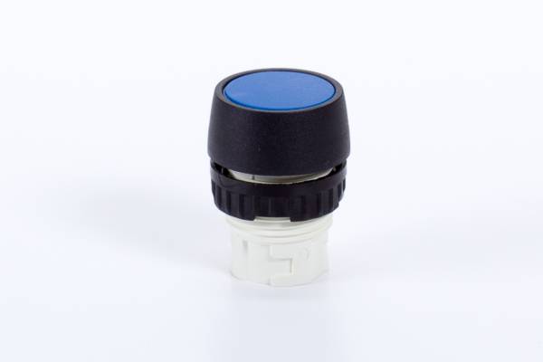 Buton distribuitoare pentru montaj in panou, buton push, albastru