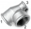 Conector T cu filete interioare Rp 1&QUOT;-Rp 1&QUOT;-Rp 3/4&QUOT;, din fonta maleabila