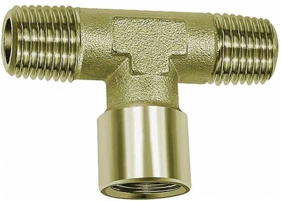 Conector T cu 2 filete exterioare R 3/8&QUOT; si 1 filet interior G 3/8&QUOT;, din alama nichelata