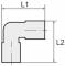 Cupla L push-in cu adaptor, seria POM, 10 mm