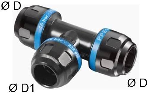 Cupla T push-on pentru teava 63 mm, aluminiu