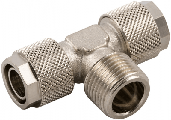 Cupla T push-on 10/8 mm cu filet exterior conic R 1/2&QUOT;, alama nichelata