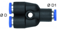 Cupla Y push-in, seria Mini, 3 mm - 4 mm