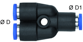 Cupla Y push-in, seria Mini, 3 mm - 4 mm