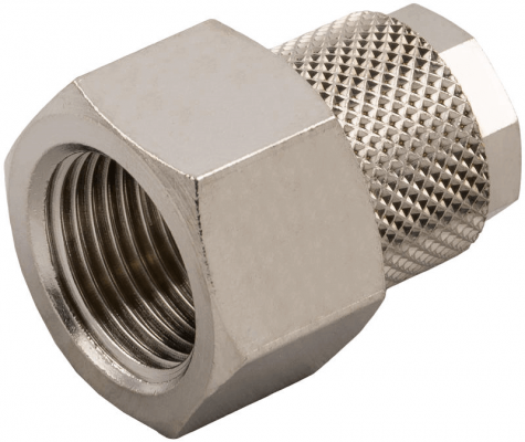 Cupla dreapta push-on 6/4 mm cu filet interior cilindric G 1/4&QUOT;, alama nichelata