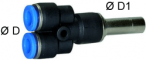 Cupla Y push-in 3 mm cu adaptor 3 mm, seria Mini