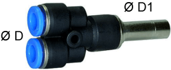Cupla Y push-in 3 mm cu adaptor 3 mm, seria Mini