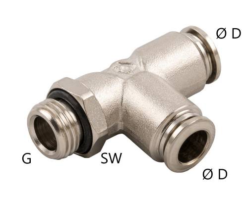 Cupla L-T push-in metalica cu filet exterior, G 1/8&QUOT; - 5 mm