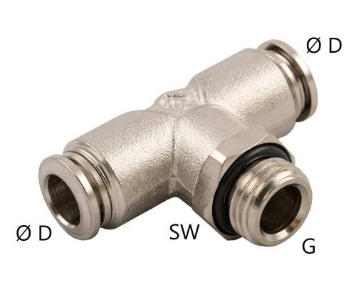 Cupla T push-in metalica cu filet exterior, M5 - 4 mm