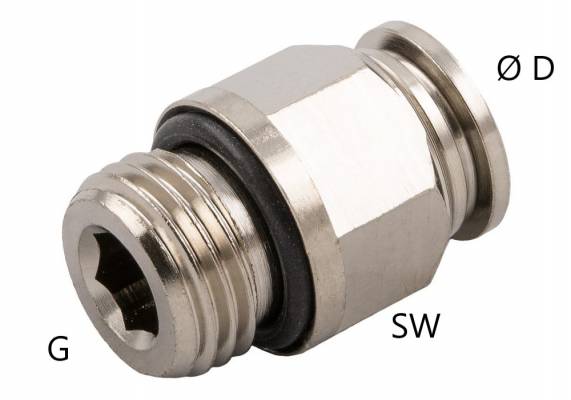 Cupla dreapta push-in metalica cu filet exterior, G 1/4&QUOT; - 6 mm