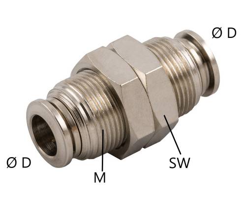 Cupla dreapta push-in metalica pentru panou, 12 mm