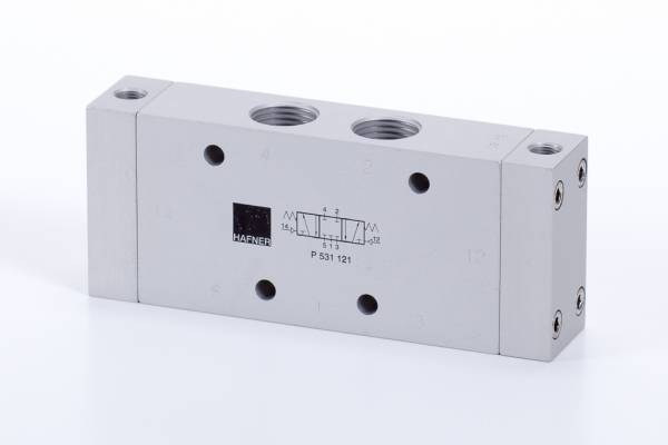 Distribuitor 5/3 centru exhaustat, actionare pneumatica - temperaturi scazute