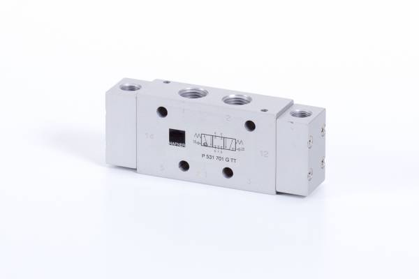 Distribuitor 5/3 centru inchis, actionare pneumatica - temperaturi scazute