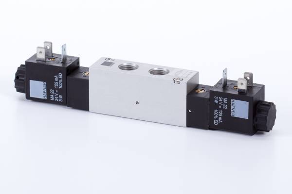 Distribuitor 5/2 electric, bistabil, montaj placa, tip MH, porturi distribuitor
