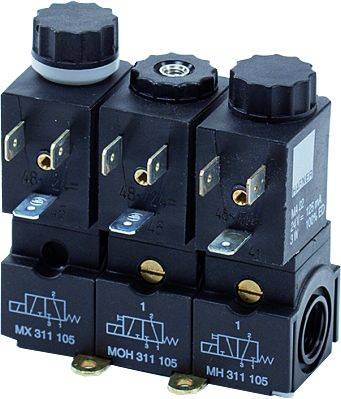 Distribuitor 3/2 electric, monostabil - Banjo, NC, porturi G 1/4, G 1/8, M5,  60 l/min