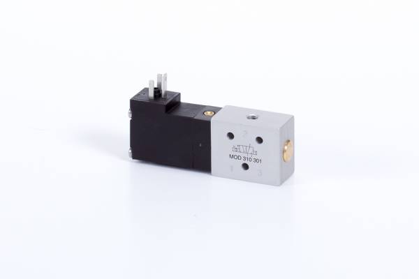 Distribuitor 3/2 electric, monostabil, montaj in linie tip MD