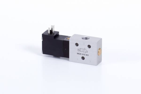 Distribuitor 3/2 electric, monostabil, montaj in linie tip MD