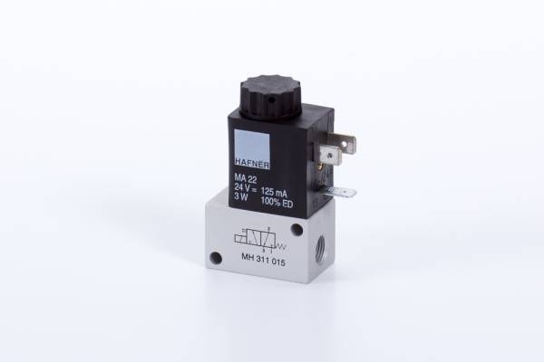 Distribuitor 3/2 electric, monostabil, montaj in linie tip MX, NO, porturi G 1/8, 50 l/min