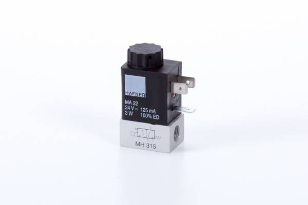 Distribuitor 3/2 electric, monostabil, montaj pe placa-baterie, porturi placa