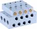 Distribuitor 5/3 bistabil, montaj pe placa - actionare pneumatica