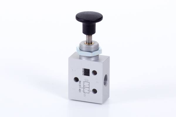 Distribuitor 3/2 cu buton incorporat - montaj in panou, G 1/8, fara retinere