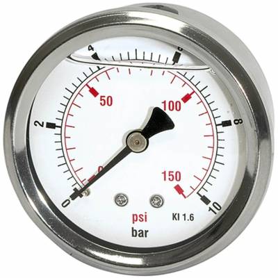 Manometru cu glicerina, inox / alama, 0 - 16 bar/ 0 - 230 psi, axial G 1/4&QUOT;, Ø63