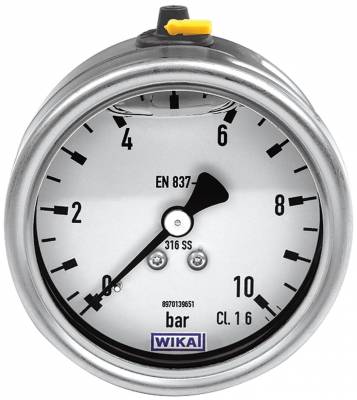 Manometru cu glicerina, complet inox, atac axial