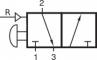 Distribuitor 3/2 cu buton, bistabil si resetare pneumatica