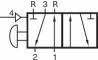Distribuitor 5/2 cu buton, bistabil si resetare pneumatica
