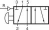 Distribuitor 5/2 cu buton, bistabil si resetare pneumatica